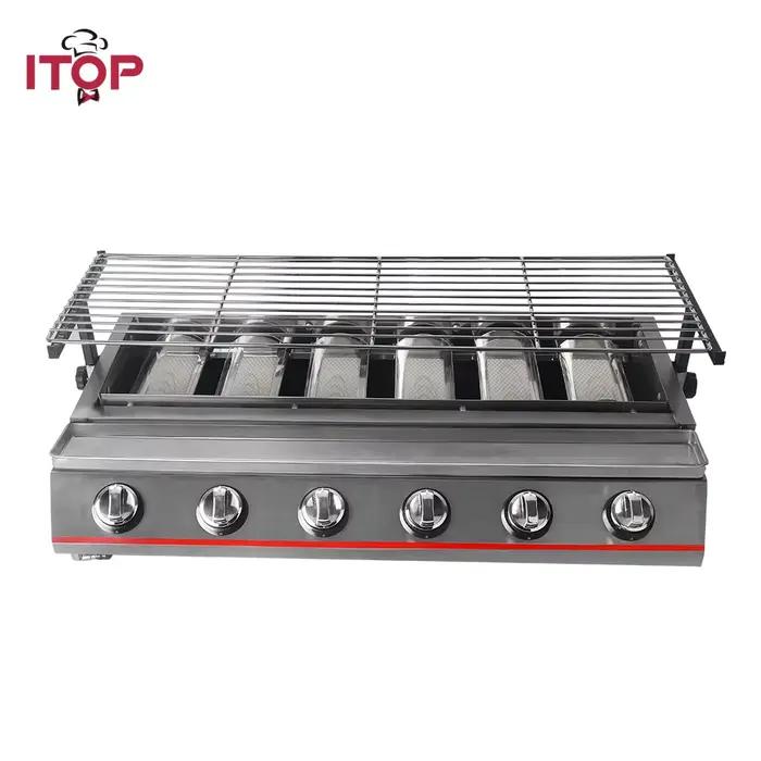 Grill de Barbecue au gaz à 6 brûleurs en acier inoxydable