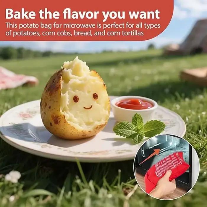 Sac de cuisson réutilisable pour micro-ondes en tissu, sac de cuisson de patates douces et maïs grillés, parfait pour les soirées entre amis et les grandes fêtes familiales