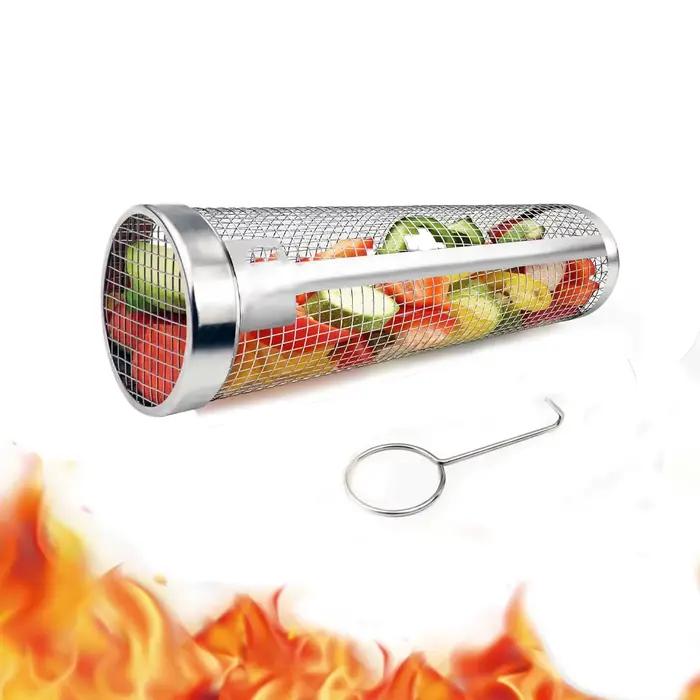 Panier de gril, paniers de grillades roulants lavables au lave-vaisselle pour griller en plein air