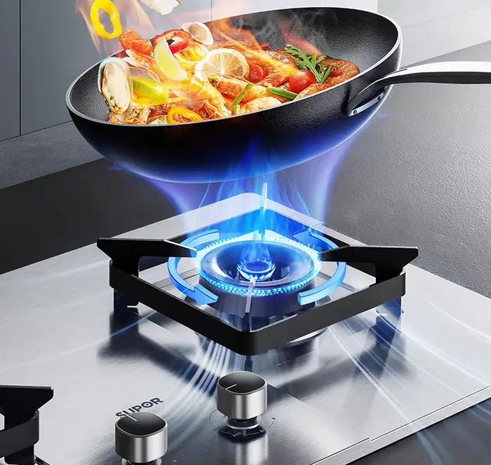 Cuisinière à gaz SUPOR en acier inoxydable à double brûleur pour la maison