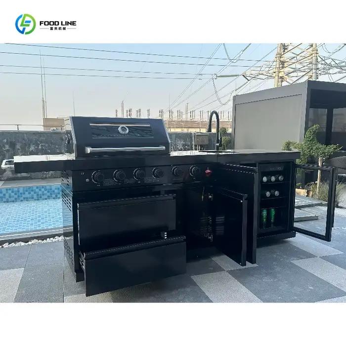 Cuisine mobile d'extérieur personnalisée en acier avec grill