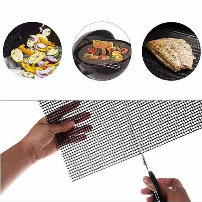 Tapis de Barbecue antiadhésif en maille, feuille de four perforée, tapis de cuisson réutilisable, résistant à la chaleur, outil de grillades en plein air, 3 pièces