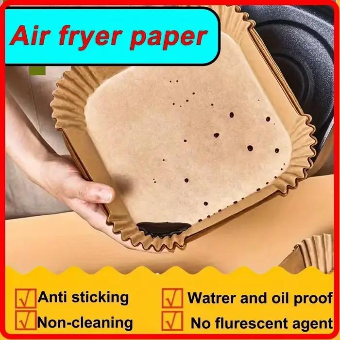 Doublure de friteuse à air antiarina polyvalente pour cuisson saine et facile à nettoyer pour four et micro-onde 50 pièces