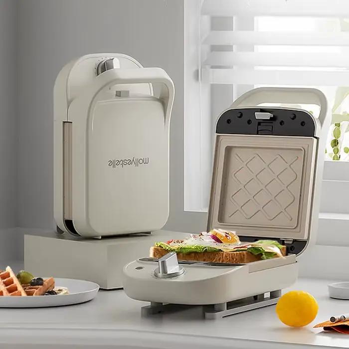 Gaufrerie electrique 600w multiboulanger pour petit dejeuner grillage toasting crepes double face chauffage occasionnels speciaux