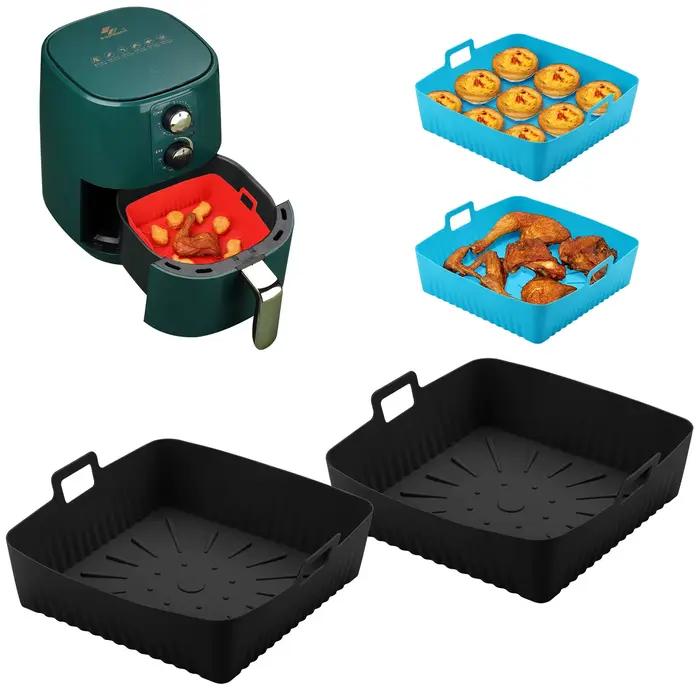 Doublures de friteuse à Air en Silicone XXL 9 pouces pour Cosori/Ninja 6-8QT Plateau de cuisson carré réutilisable sans huile et lavable au lave-vaisselle pour cuisson saine et pratique