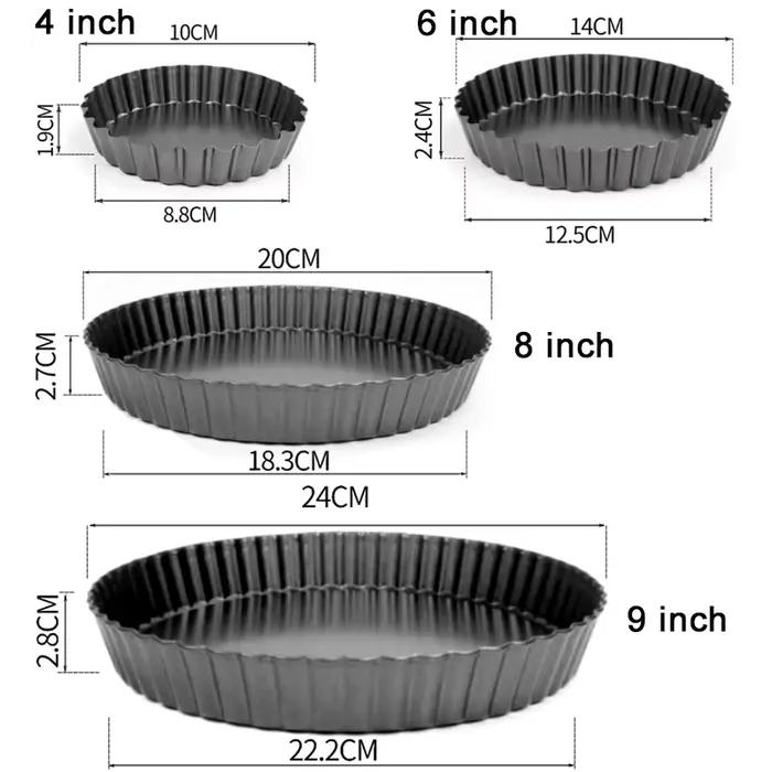 Fonds de moule à tarte IFITU PUBO antiadhésifs cannelés acier au carbone pour tarte, gâteau, Quiche, Desserts 4/6/8/9 pouces occasions spéciales