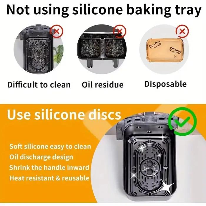 2 pièces de doublures pour friteuse à air Ninja DZ401/DZ550/DZ302 et Foodi - Antiadhésives - Plaques de cuisson en