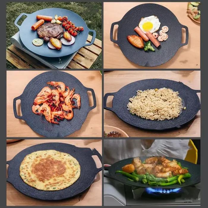 Poêle à barbecue avec revêtement en pierre médicale