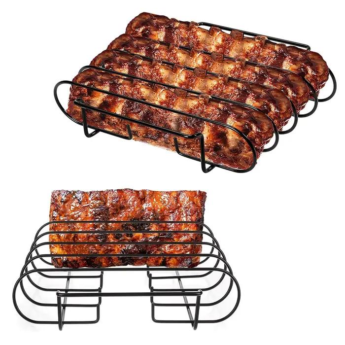 Supports à steak pour barbecue antiadhésifs en acier au carbone pour côtes de viande d'agneau et autres grillades occassions spéciales pique-nique famille amis