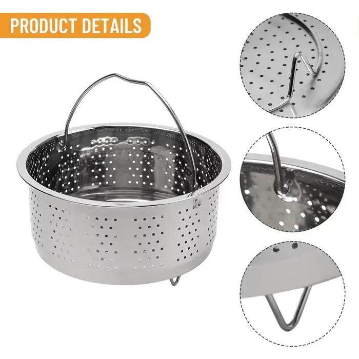 Panier à vapeur en acier inoxydable pour autocuiseur, avec poignée en silicone pour légumes et viandes, pour une cuisson saine et rapide, idéal pour la maison et les occasions spéciales