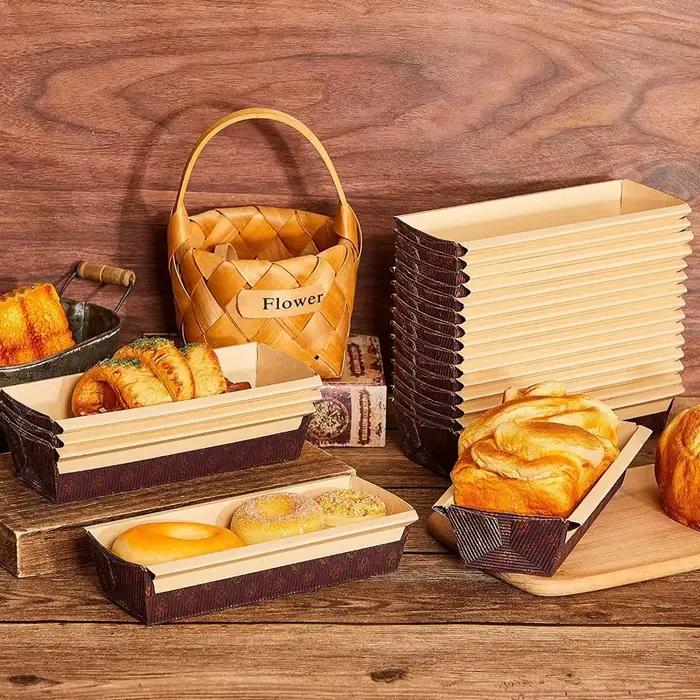 Moule à Pain Rectangulaire en Papier Brun, Boîte à Toast, Outil de Cuisson pour Accessoires de ixde