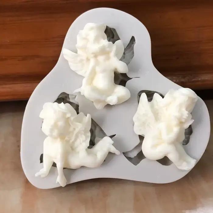 Moule en Silicone en forme d'ange pour bébé, décoration de gâteau, outils de biscuits Fondant pour g