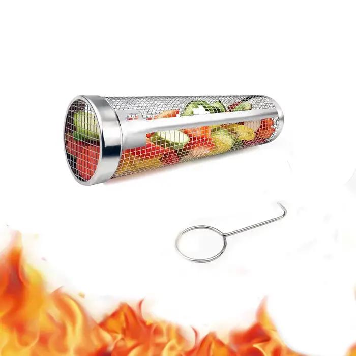 Panier de gril, paniers de grillades roulants lavables au lave-vaisselle pour griller en plein air,