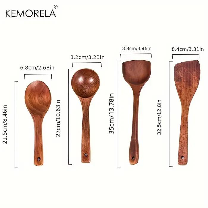 KEMORELA 4 pièces ensemble d'ustensiles de cuisine outils de cuisine pelle à bois cuillère antiadhés
