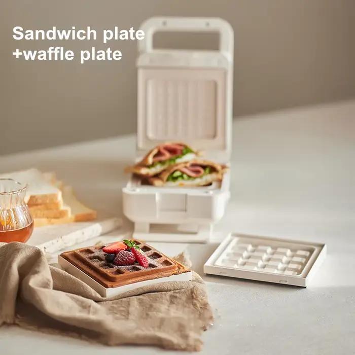 Machine à sandwich et gaufrier 2-en-1 compacte pour le petit-déjeuner à domicile, presse à toasts mu
