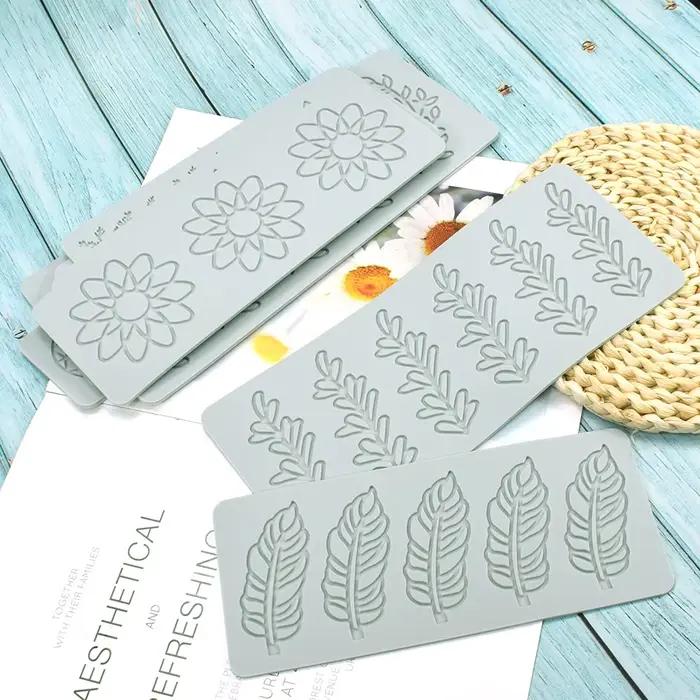 Moule à gâteau en Silicone en dentelle, diverses feuilles, fleur géométrique, outil de décoration de