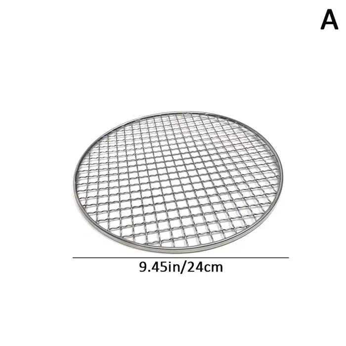 Filet de Barbecue rond en acier inoxydable 24/26CM, grille en maille pour Camping pique-nique, suppo