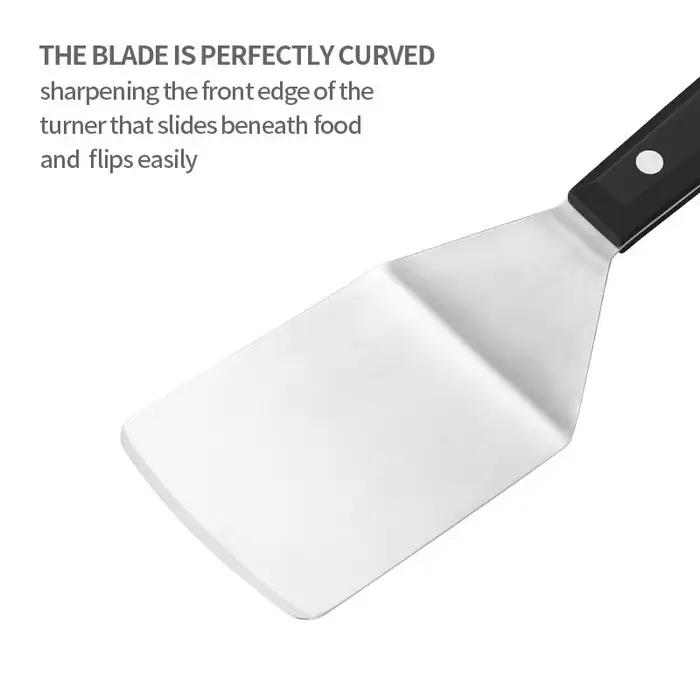Spatule de plaque en acier inoxydable, tourneur de crêpes, Hamburger, Smasher, grattoir, tourneur de
