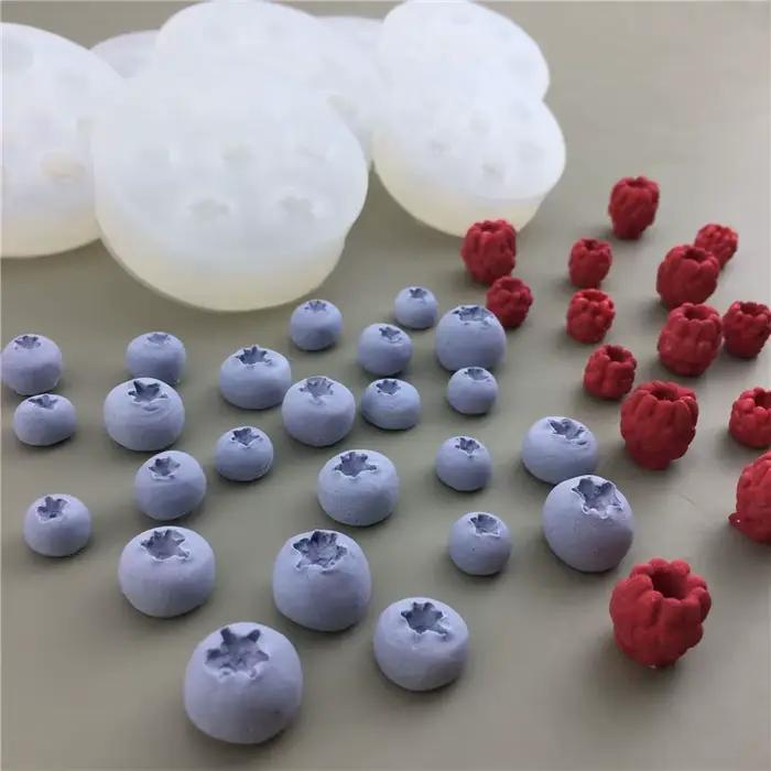 Moule 3D en Silicone pour bougie de fruits, Simulation de myrtille et de framboise, Fondant, bricola