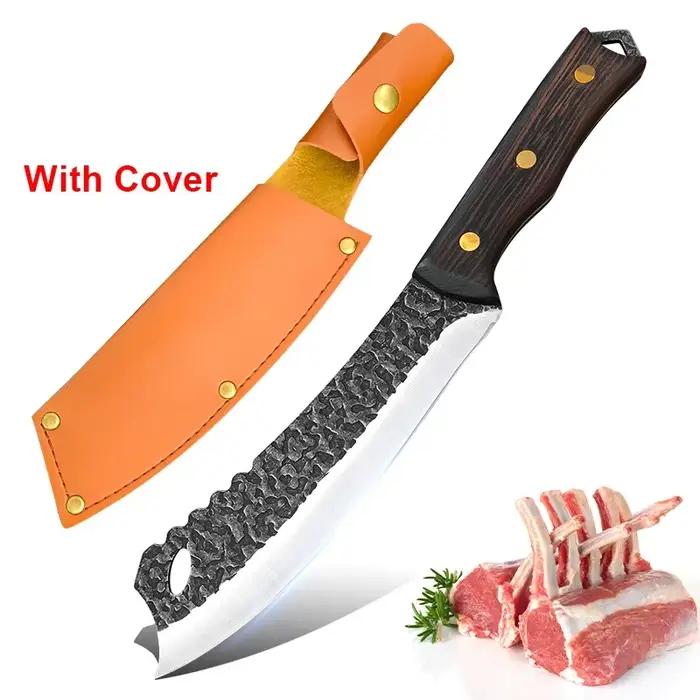 Lame opaque en acier inoxydable, ustensile de cuisine fait main, Manche en bois, Chef cuisinier, Cou