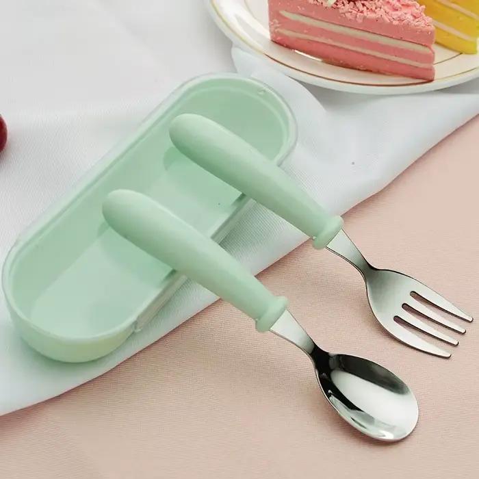 Boîte de fourchettes cuillère pour enfants, couverts en acier inoxydable pour enfants, ustensiles d'