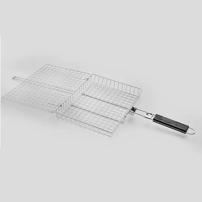 Accessoires de barbecue : Panier de cuisson pliable multifonctionnel antiadhésif en acier au carbone