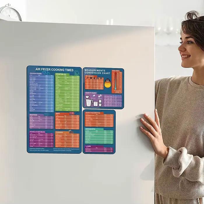 Lot de 3 autocollants magnétiques pour friteuse à air, tableau de cuisson, décalcomanie pour réfrigé