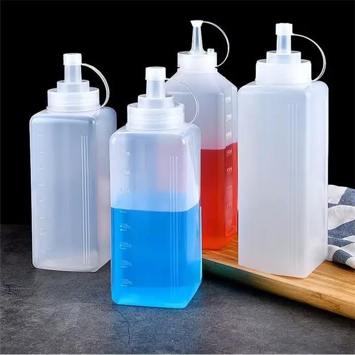 Bouteille à condiments à presser de 450 à 1000ml, avec couvercle, bouteille à presser en plastique,