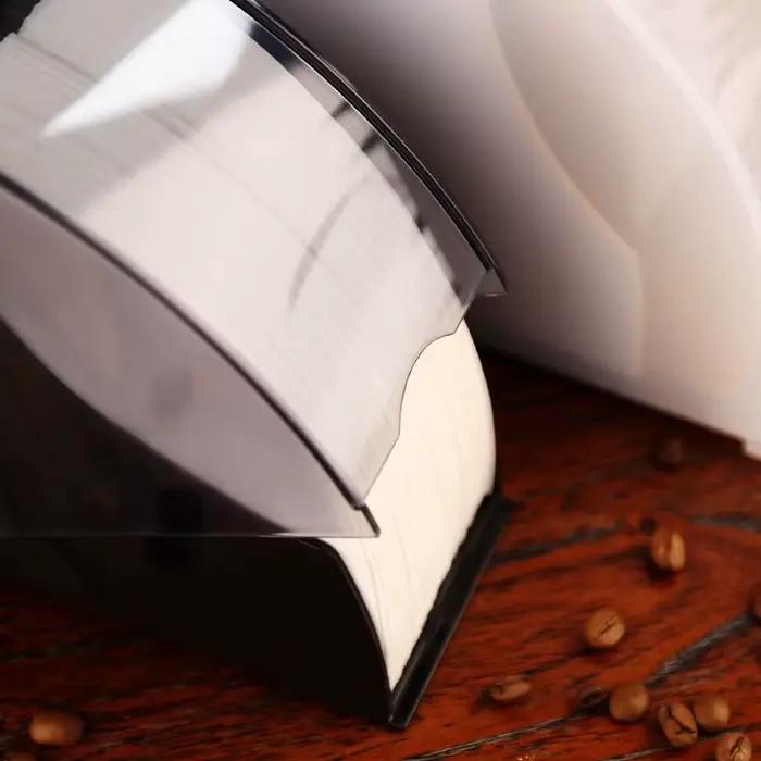 Papier filtre à café en forme d'éventail, barre anti-poussière, support de rangement, boîte en papie