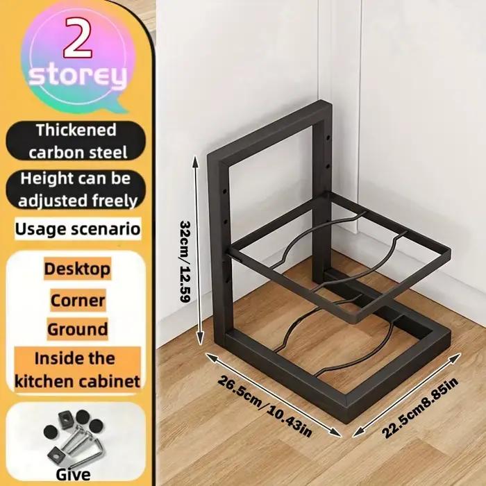 Organisateur de support de casseroles réglable, support de rangement de casseroles en acier inoxydab