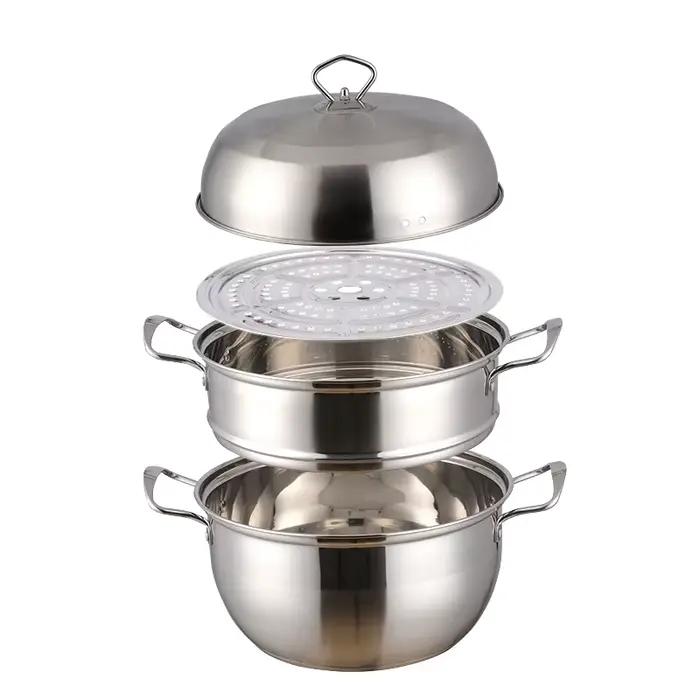 Marmite à vapeur en acier inoxydable, 3 couches, ustensiles de cuisine, marmite à soupe, pain de maï