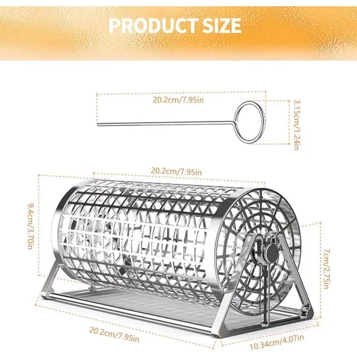 Panier de gril roulant rond en acier inoxydable, maille de Barbecue Portable rotative pour légumes,