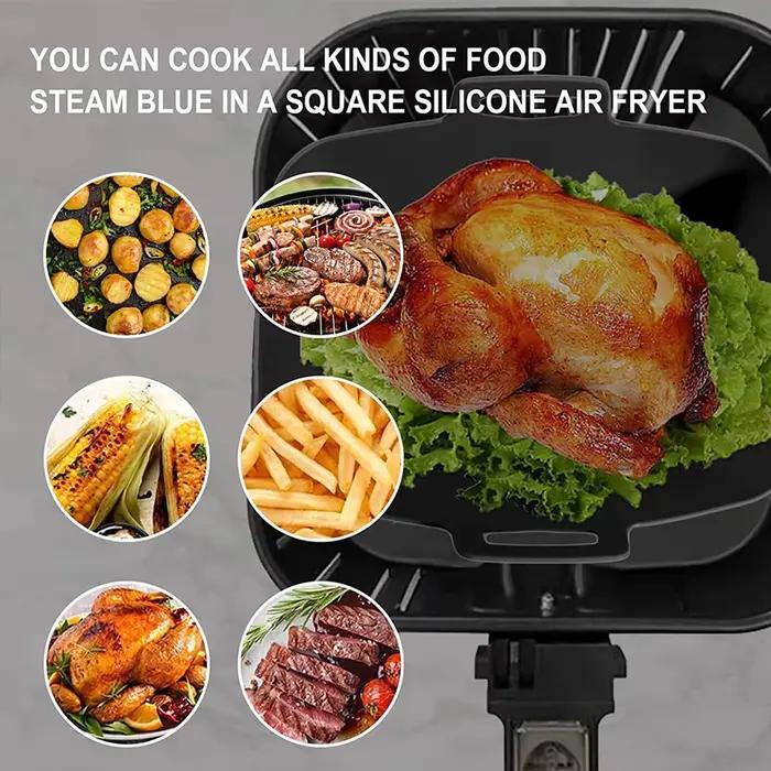 Pot de friteuse à Air en Silicone, 2 pièces, revêtement de friteuse à Air résistant à la chaleur, pa