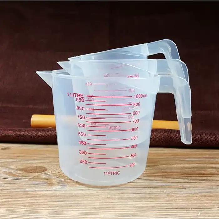 Tasses à mesurer pour liquide de cuisson, 3 pièces, 250/500/1000ml, tasse à échelle en PVC, bécher e