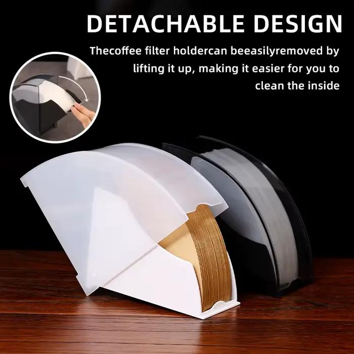 Papier filtre à café en forme d'éventail, barre anti-poussière, support de rangement, boîte en papie