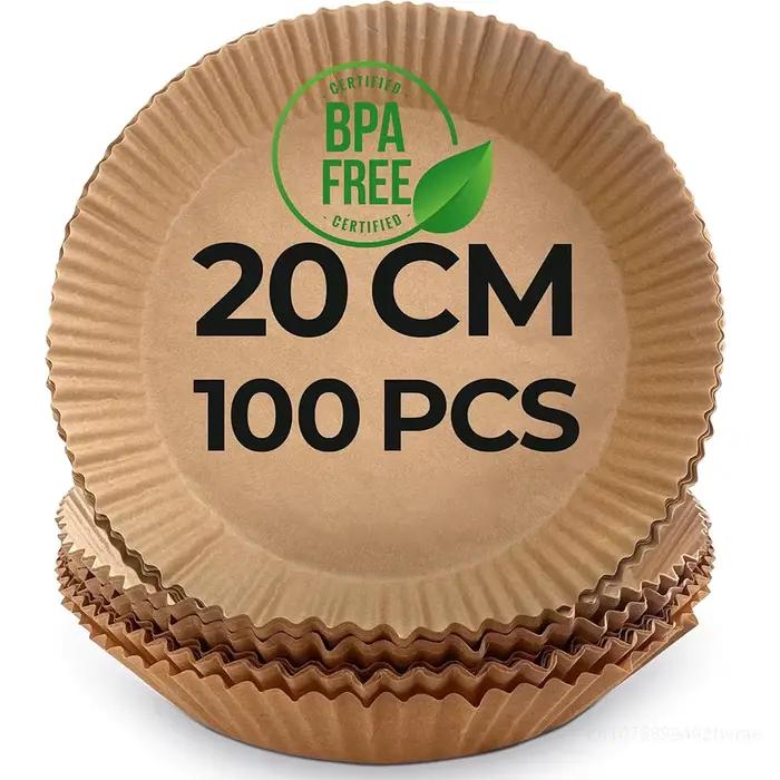 100 Pcs Papier de cuisson rond de 20 cm | Pour les friteuses à air Cosori, Ninja, Philips… | Rés