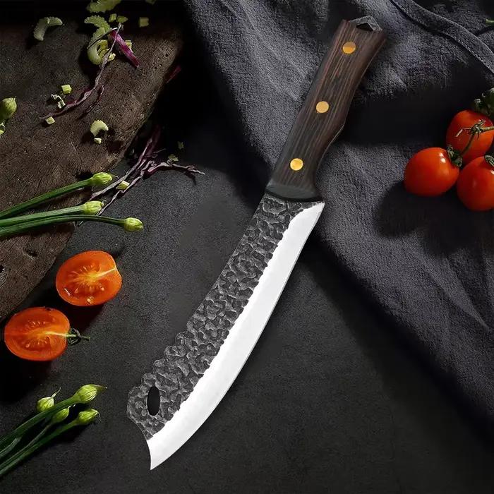 Lame opaque en acier inoxydable, ustensile de cuisine fait main, Manche en bois, Chef cuisinier, Cou