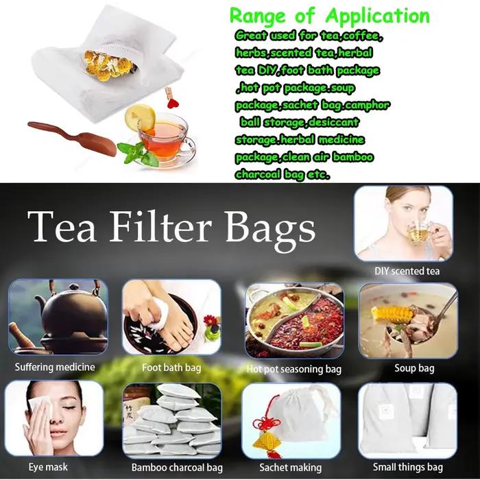 Sachets de thé jetables avec filtre, 100 à 2000 pièces, sachets de thé parfumés avec ficelle, papier