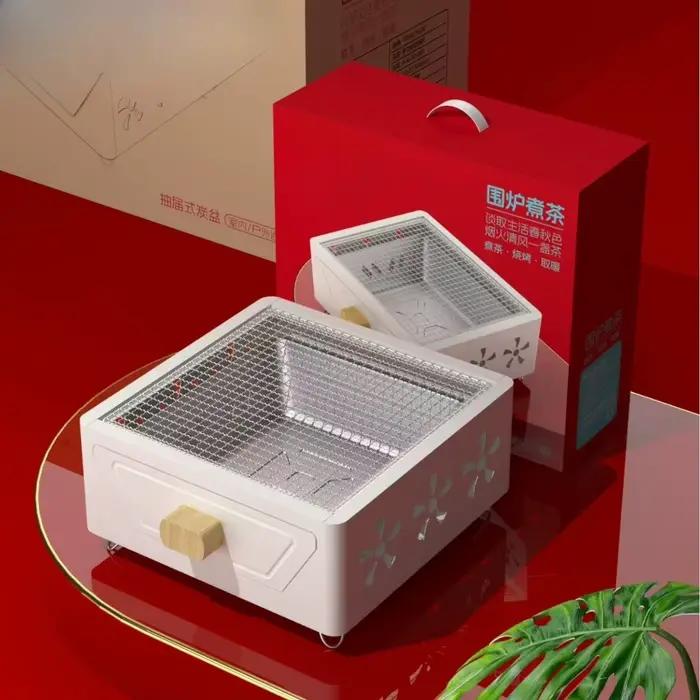 Nouveau modèle 2026 Barbecue à charbon de bois compact carré fermé, multifonctionnel avec tiroir, po