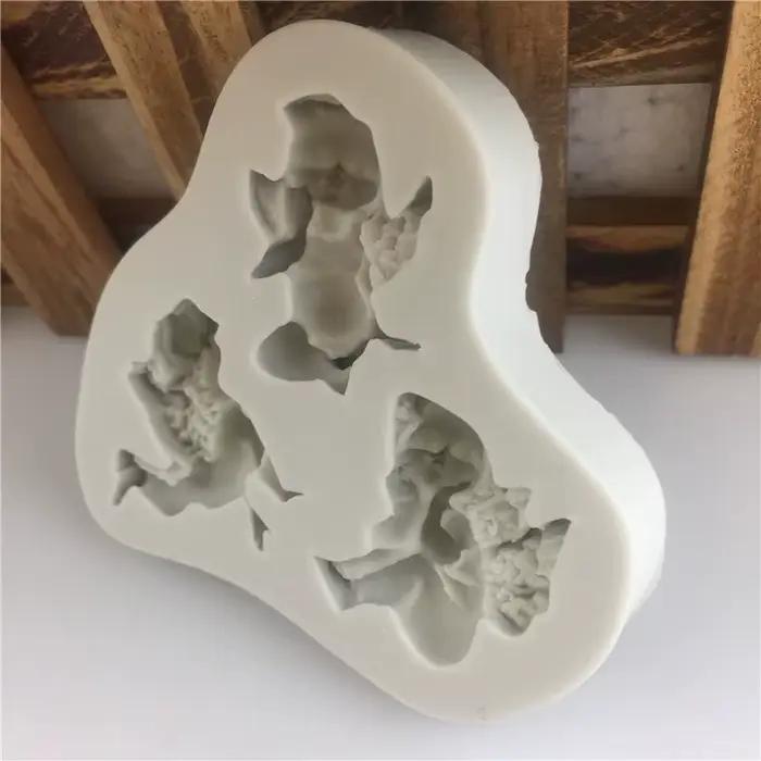 Moule en Silicone en forme d'ange pour bébé, décoration de gâteau, outils de biscuits Fondant pour g