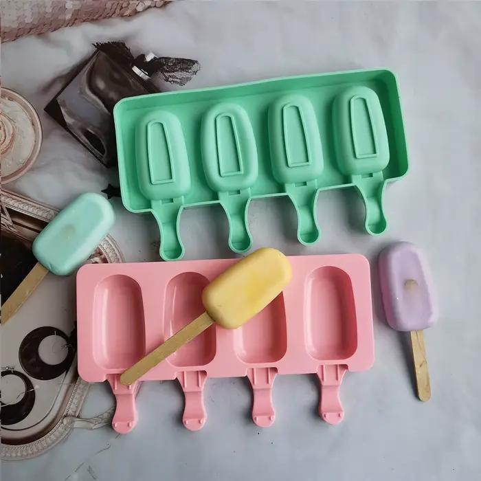 Moule Ovale en Gel de Silice pour Crème Glacée, Outil de Cuisson de Gâteaux, DIY, 4 Cellules