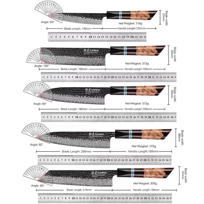 TURWHO couteaux de cuisine forgés à la main en acier damas VG10 couteau de Chef japonais Kiritsuke N