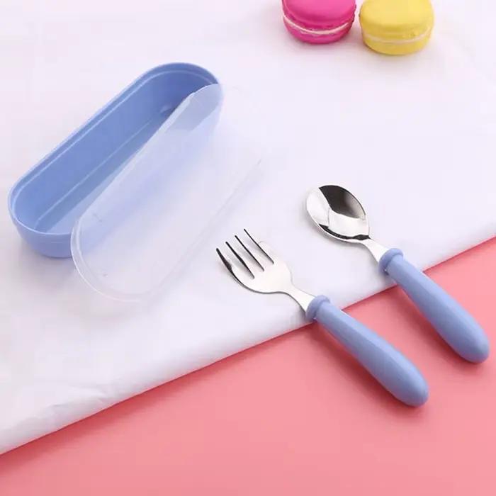 Boîte de fourchettes cuillère pour enfants, couverts en acier inoxydable pour enfants, ustensiles d'