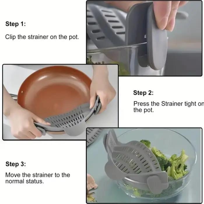 Passoire à clipser en silicone réglable, casseroles et bols, déterminer la proximité, liner pour nou