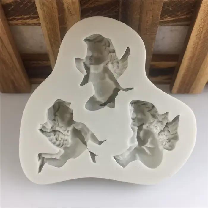 Moule en Silicone en forme d'ange pour bébé, décoration de gâteau, outils de biscuits Fondant pour g