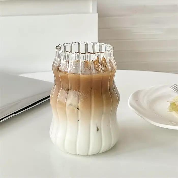 Verres à eau en verre de 530ml, 1 pièce, tasse à rayures, résistant à la chaleur, verres parfaits po