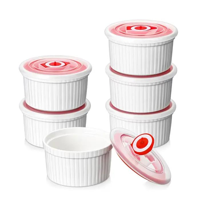 Bol de cuisson en porcelaine Ramekin de 8 Oz avec couvercle, tasse à Dessert, résistant aux hautes t