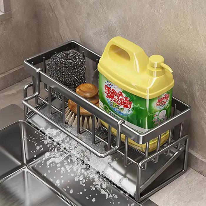 Égouttoir d'évier de cuisine, support de rangement en plastique à drainage automatique, étagère d'év