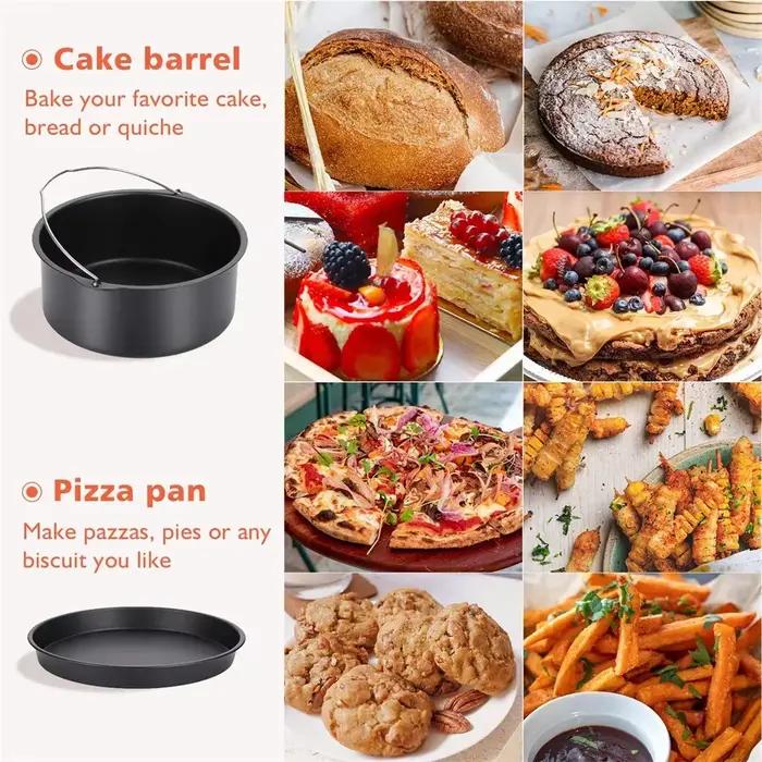 Moule à gâteau rond antiadhésif de 6/7/8 pouces, plateau de cuisson, panier de friteuse à Air avec p