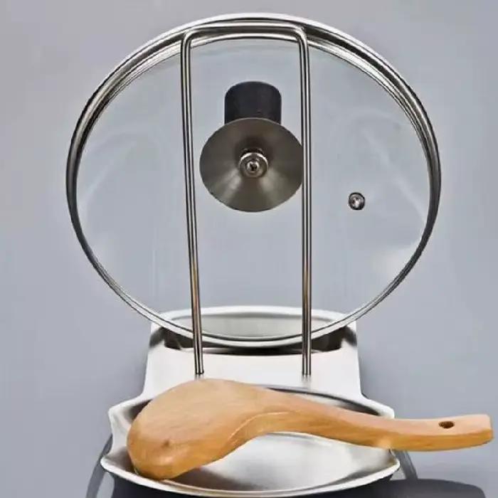 Support de couvercle de casserole en acier inoxydable, étagère de rangement de cuisine pour ustensil